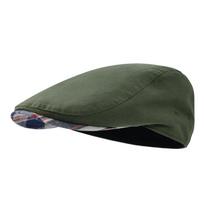 Jangoul Mens Flat Cap Soft Vintage Linen Hats Casual Retro Newsboy Hat Beret For Male Driving Ivy Hats Summer Autumn 58cm armijos žalia spalva