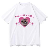 Sad Hamster Meme Im Just A Girl 3D T Shirts Men/Women Clothing Harajuku Aesthetic Tshirt Vintage Unisex Streetwear Tops M pink