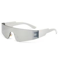 New Fashion Colorful Sports Sunglasses Women Cyberpunk Frameless Sun Glasses Anti Ultraviolet Driving Shades Uv400 As shown in the figu white