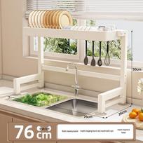 Foldable Kitchen Sink Countertop Dish Drying Rack beige