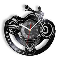 Amerikietiškas klasikinis motociklo sieninis menas Sieninis laikrodis Garažo ženklas Motociklas Vintažinis vinilo plokštelinis sieninis laikrodis Vyro urvo dekoras dviratininkams Dovana gray