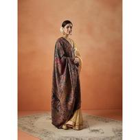 Pashmoda Women Surmai Kaani Wool Blend Kashmiri Shawl ( 1X2 CM) Free Size juoda