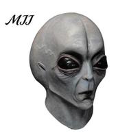 Realistiška latekso ateivio kaukė Helovino pilka kaukė, pilna galva UFO Cosplay su didelėmis detalizuotomis akimis, minkštas mokslinės fantastikos vakarėlio rekvizitas suaugusiems, pokštas gray
