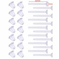 100 Sets Plastic Earring Posts & Backs for Sensitive Ear Invisible Sport Earring gray