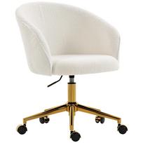 Office chair, ergonomic height-adjustable office armchair, swivel seat, steel base, cream 60 x 58.5 x 86 cm