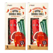 Kokiri Wow Double Roll Seaweed Snack Hot Spicy Flavor Extra Crispy Crunchy Snack 25g x 2 Pack red