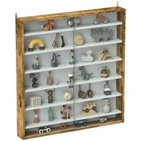 Six Shelf Display Cabinet, with Glass Doors - Brown 80 x 9.5 x 83 cm