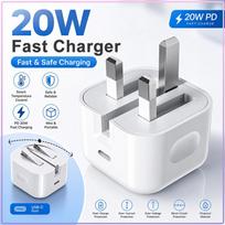 Original 20W Fast PD Charger Foldable UK Plug USB-C Power Charging Block Multiple Safety Protection Portable Phone Travel Charger balta