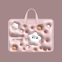 Puffy Handbag Laptop Sleeve 15.6 inch, Large Capacity Water-Resistant Briefcase 13-inch rožinė