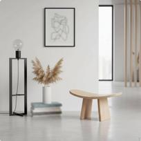 Tvirto medžio meditacijos suolas Ergonomiškas klūpėjimo suolas Rustiškas medinis jogos Natural Wood S with Buckle