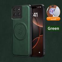 Belaidžio įkrovimo magnetinis dėklas Motorola Edge 60 Pro Moto Edge 60 Neo Fusion Apsauginis dangtelis PU odos kietas korpusas Motorola Edge 60 Fusion žalia