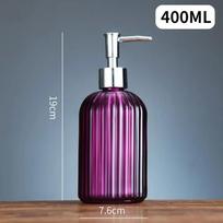 Pump Bottles 400Ml Vertical Stripe Hand Sanitizer Bottle Refillable Empty Glass Liquid Hand Sanitizer Shampoo Shower Gel gray