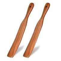 2 natūralių medinių mentelių pakuotė Patogūs virtuvės įrankiai Ergonomiški dizainai kepimui, maišymui ir nepridegančiam indų paviršiui 1 brown