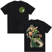 Anime JoJo Bizarre Adventure STEEL BALL RUN Gyro Zeppeli T Shirts Men's Clothing Harajuku Casual Cotton Short Sleeves T-shirts S juoda