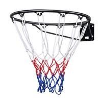 Basketball Rim, Wall Door Mounted Basketball Hoop, Heavy Duty Q235 Basketball Flex Rim Goal Replacement with Net and Double Spring, Standard 18