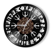 Vegvisir Vikingų Kompasas Vinilinės Plokštelės Sieninis Laikrodis Šiaurietiškas Apsaugos Simbolis Namų Dekoras Retro Išgraviruotas Muzikinio Albumo Longplay Sieninis Laikrodis black