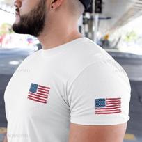 JAV Vėliavos Marškinėliai Vyrams Patriotiški Rankovės Šoninis Spaudinys T-shirt Amerikos Vėliava Aukštos Kokybės Medvilnė s S S gray