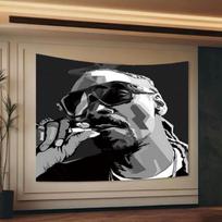 Hip Hop Rap Black and White Tapestry European and American Rapper Portrait Printing Hanging Cloth Room Decoration 100X70CM brown