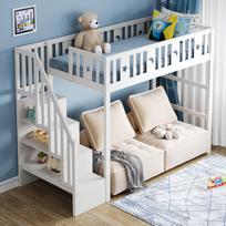 Bunk Bed for Children 90*200 with Staircase, High Bed made of Solid Wood with Safety Railing, Star and Moon Decoration. White 253 x 95 x 171 cm balta