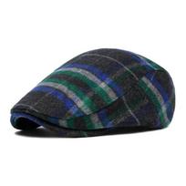Winter Cotton Print Warm Newsboy Caps Flat Cap Men And Women Painter Beret Hats 136 55-60cm wear gray