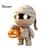 Halloween Night Light Figures Mummy Holding Pumpkin Light, LED Light-up Ornaments Resin Statue, Decorative Sculpture with Luminous Eyes Theme balta
