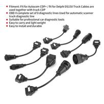 8pcs Truck OBD2 Connector Extension Cables Auto Diagnostic Tool Full Set Black DC 12V gray
