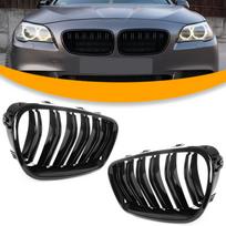 BMW 5 F10 / F11 10-17 Grille Set Left & Right, Black Glossy Double Bar juoda