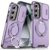 Magnetinis laikiklis telefono dėklas Samsung A17 A07 A16 A06 A55 A35 A25 A15 A54 A14 A23 A13 5G 4G A03S slankiojantis kameros apsauginis dangtelis For Galaxy A55 violetinė