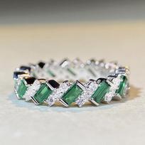 Luxury Trendy Lady Sparkling Finger Ring Shiny Green/White CZ Jewelry for Engagement Fashion Luxury Daily Accessories 6 gray