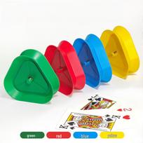 Triangle Poker Card Holder for Elderly - Card Playing Assist Tool Red blue