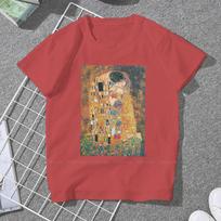 ZX The Kiss Women Clothing Gustav Klimt Painting Graphic Female Tshirts Vintage Graphic Loose Tops Tee Kawaii Girls Streetwear S brown