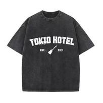 Retro skalbinti vintage marškinėliai Roko grupės Tokio Hotel Kaulitz marškinėliai Vyriški madingi laisvalaikio megztiniai su gobtuvu megztiniai Vyrai Moterys Marškinėliai XL įvairiaspalvis