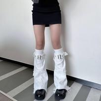 Y2k Cross Leg Warmers Spicy Girl Long Stockings Casual Trumpet Leg Covers  Girls balta