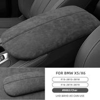 Suede Center Console Armrest Box Trim Cover for BMW X5 X6 F15 F16 2013-2019 Interior Moulding One Size juoda