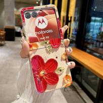 For Motorola Moto Razr 70 60 Pro 50 Ultra Oil Painting Flower Phone Case Jewelled Protective PC Hard Shell Back Cover For Razr 50 Ultra
