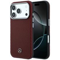 Mercedes Leather Semi Wrap Wood Effect MagSafe Case for iPhone 18 Pro / 17 Pro burgundy