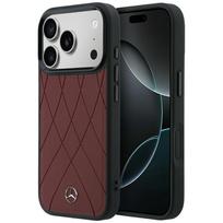 Mercedes Leather Crossed Lines MagSafe Case for iPhone 18 Pro Max / 17 Pro Max, burgundy