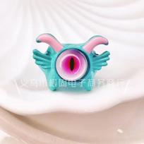 Dopamine Little Devil Eye Little Monster Niche Personality Ring Student Couple Live Alloy Ring blue