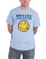 Nirvana T-shirt Smile Blue Band Logo new Official Mens Light Blue XL gray