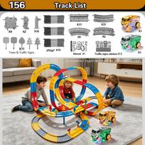 Flexible 3D Loop Race Track Building Transparent Light Up Race Cars With Colorful Led Lights Diy Assembly Vehicle Track Toy gray