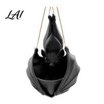 Creative Bat Shaped Flower Pot Hanging Plant Pot Halloween Planter 3D Printed Gothic Small Planters for Windowsill Holder Indoor Outdoor Home Garden juoda