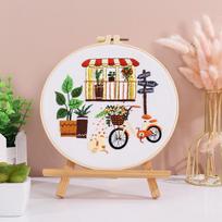 1Pc Quiet Time Home Living Green Plant Coffee Table DIY Embroidery Needlework Bamboo Embroidery Frame English Kit 20cm white