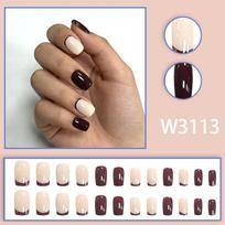Wine Red Gradient Nail Art: 24-Piece Versatile Press-On Nails brown
