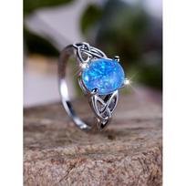 Palladium White K Egg Blue Opal Edge Cross Ring no. 13 black