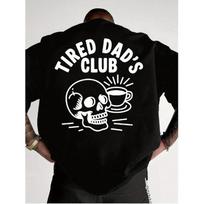 Men'S Fun Pattern Thermal Transfer T-Shirt-Tired Dad Club Back Printed Coffee Cup Skeleton Design Father'S Day Gift Everyday Casual Top Clothing Bold S juoda