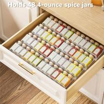 ABBP-Expandable Spice Drawer Organizer Acrylic Spice Rack Adjustable Clear Acrylic Spice Rack 1 Set beige