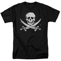 Distressed Jolly Roger Skull & Crossbones Adult T-Shirt. Summer Cotton O-Neck Short Sleeve Unisex's T Shirt New Size S-3XL S white
