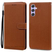 A25 5G dėklas Samsung Galaxy A25 dėklas Odinis piniginės tipo atverčiamas dėklas Samsung Galaxy A25 5G dangtelis Coque Fundas korpusas For Samsung A25 5G ruda