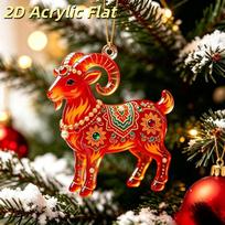 Cute Sheep Goat Christmas Hanging Pendants 2D Acrylic Tree Ornaments for Fireplace Mantel Xmas Decor A3 red