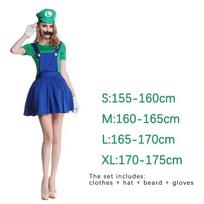 Žaidimas Marios Super Luigi Brolių Uniformų Rinkinys Cosplay Kostiumai Juokingi Anime Suaugusiems Vyrams Kombinezonas Moteriai Suknelė Helovino Kostiumas S blue